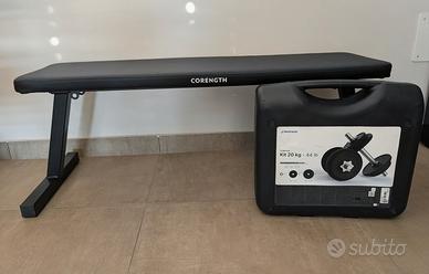 Set Decathlon panca piana + manubri