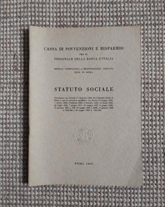 Statuto Cassa Sovvenzioni BANCA D'ITALIA Roma  66