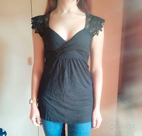 maglia lunga con pizzo, donna.