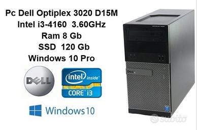 Dell Optiplex 3020 D15M i3-4160 Ram 8Gb SSD120 W10