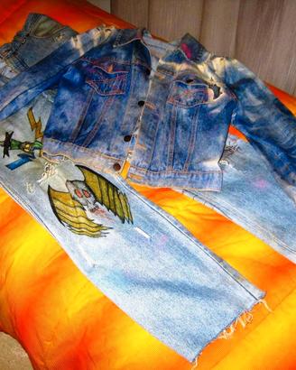 Costume Carnevale/Halloween PUNK decorato a mano