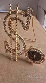 Soprammobile a forma di dollaro con orologio e str