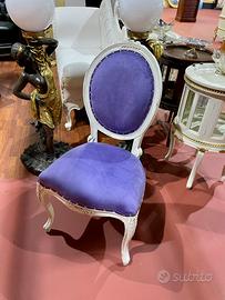 Lotto di 4 sedie in stile shabby-chic