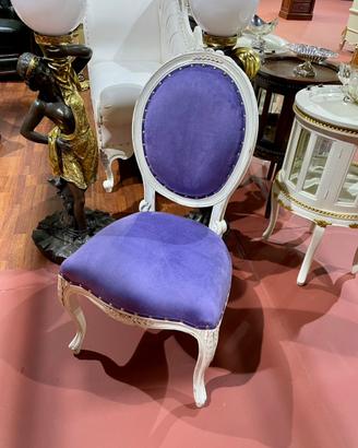 Lotto di 4 sedie in stile shabby-chic