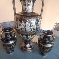3 vasi greci con decorazioni in oro 24 k