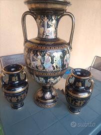 3 vasi greci con decorazioni in oro 24 k