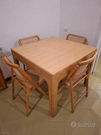 set tavolo massello e sedie paglia di Vienna