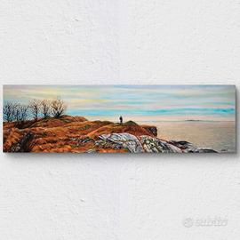 Quadro d'arredo orizzontale con paesaggio marino