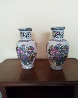 Coppia vasi in ceramica decorazioni orientali