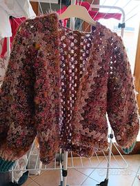 Maglia misto lana aperta avanti lurex 