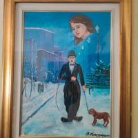 Arturo Vergagni "Charles Chaplin" olio su tela