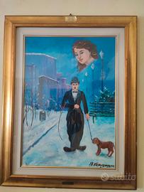 Arturo Vergagni "Charles Chaplin" olio su tela