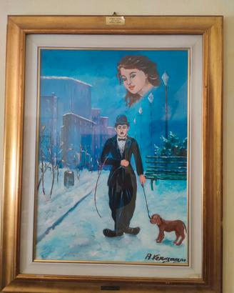 Arturo Vergagni "Charles Chaplin" olio su tela