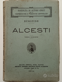 Antico libro scolastico "Alcesti" di Euripide