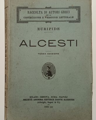 Antico libro scolastico "Alcesti" di Euripide
