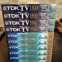 VHS videocassette sigillate TDK 180 dieci pezzi