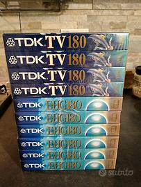 VHS videocassette sigillate TDK 180 dieci pezzi