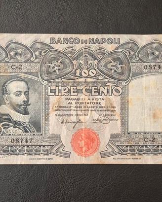 Banconota 100 Lire Banco di Napoli 1908