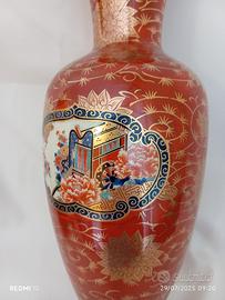 antichità vaso giapponese vintage KUTANI  rosso 