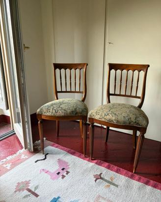 Coppia Sedie Vintage in Legno Stile Luigi XVI / Im