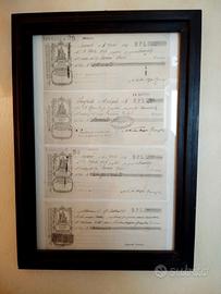 Antiche cambiali del 1914 incorniciate  