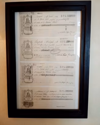 Antiche cambiali del 1914 incorniciate  