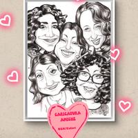 Caricatura di Gruppo, disegno a mano (B&N/ Colori)