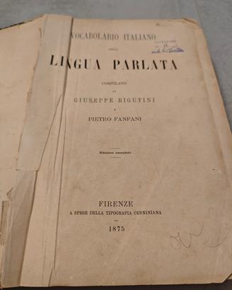 Vocabolario italiano Rigutini Fanfani 1875