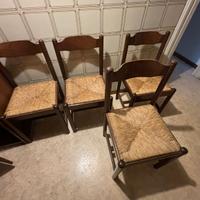 4 sedie + sgabello in legno