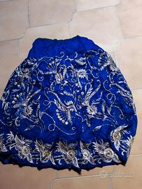 Gonna costume carnevale al ginocchio ricamo dorato