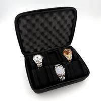 Porta Orologi 6 Posti Tessuto Nero Imbottito