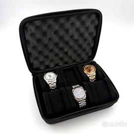 Porta Orologi 6 Posti Tessuto Nero Imbottito