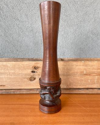 Vaso Africano Vintage Legno Massello intagliato