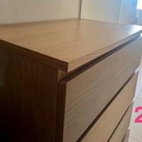 Cassettiera 4 cassetti con vetro bianco