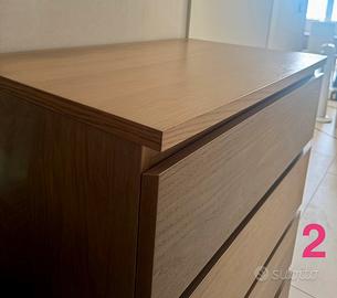 Cassettiera 4 cassetti con vetro bianco