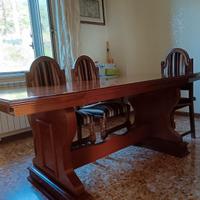 Tavolo legno massello +sedie+ lampadario