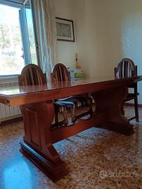 Tavolo legno massello +sedie+ lampadario
