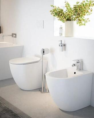 Sanitari filomuro in ceramica bianco lucido vaso t