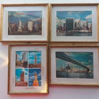 4 quadretti vintage, foto di New York anno 1970