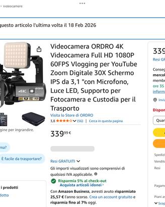 videocamera 4k Full HD Ordro