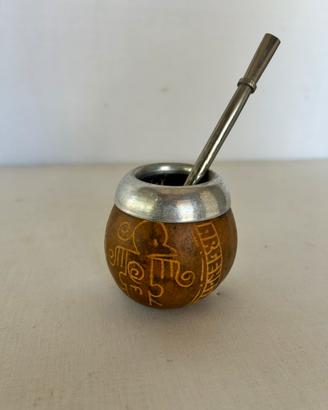 Mate argentina con cannuccia in acciaio