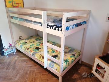 Letto a castello pino massello bianco 