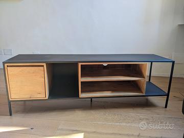 Mobile TV ad 1 anta in metallo nero e legno mango