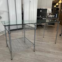 scrivania ufficio acciaio e cristallo