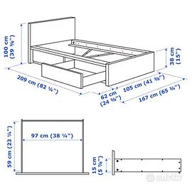 Letto malm singolo con cassetti