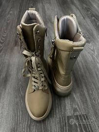 Anfibi Liu Jo beige platform con doppia zip – 36