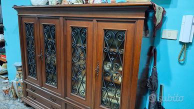 Credenza Buffet Vintage in Legno e Ferro Battuto 