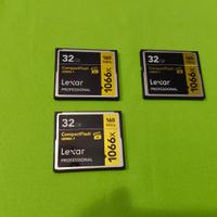 4 Schede CompactFlash 32gb Lexar + Kingston