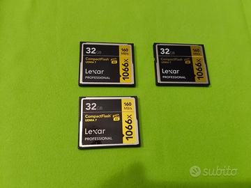4 Schede CompactFlash 32gb Lexar + Kingston