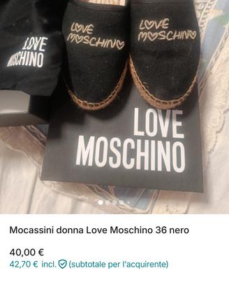 Mocassini donna 36 nero Love Moschino 